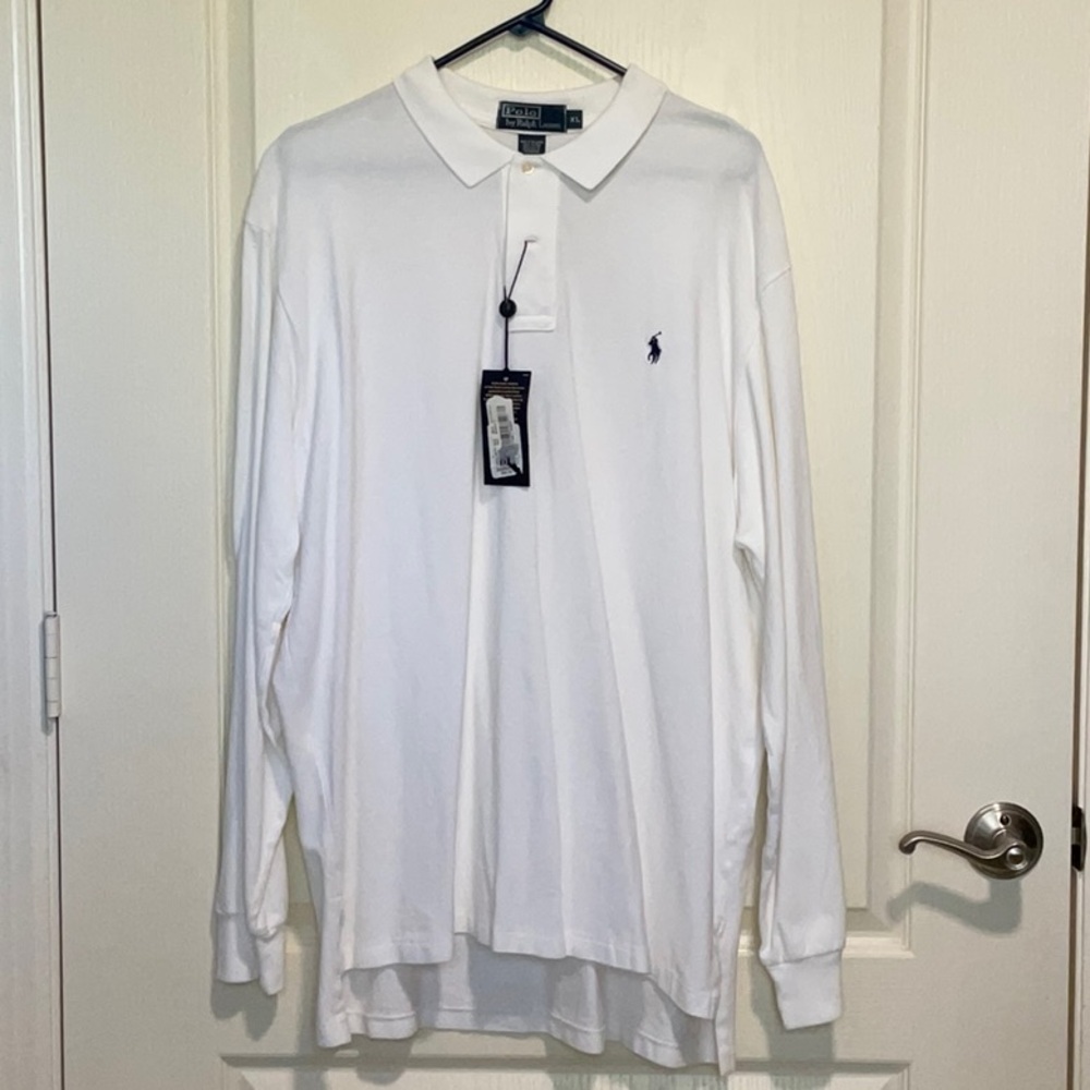 Polo by Ralph Lauren Men's White Long Sleeve Polo XL